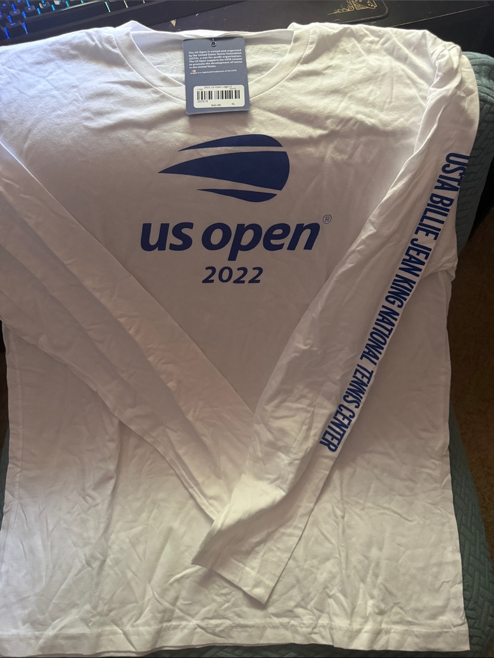 2022 Long Sleeve Tee - White with Blue Logo